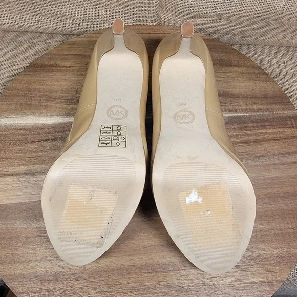 Michael Kors Peep Toe Platform Heels Nude Patent Leather Pumps Women's 9M - Picture 8 of 11